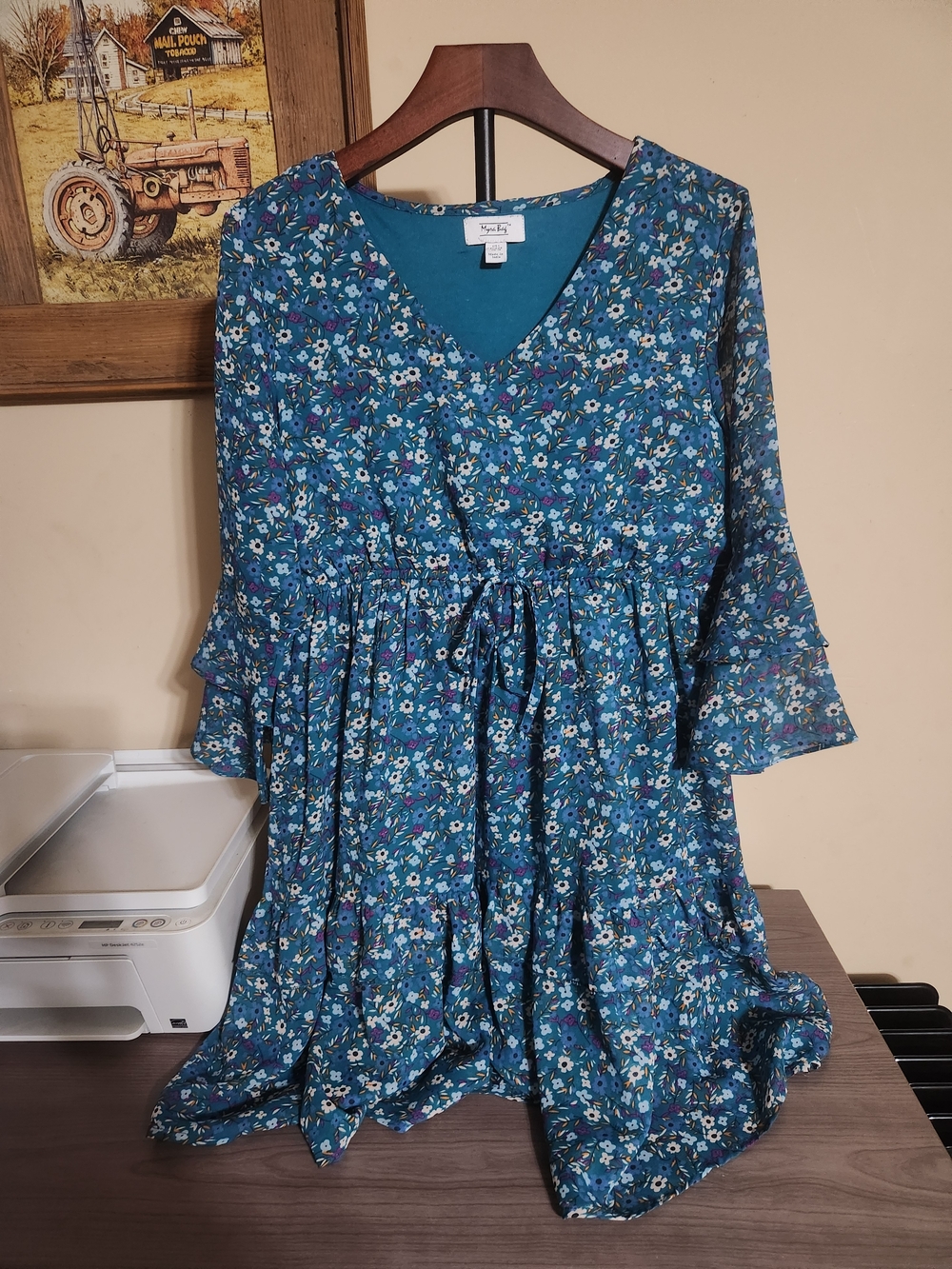 Myra Bag Teal Floral Midi Dress